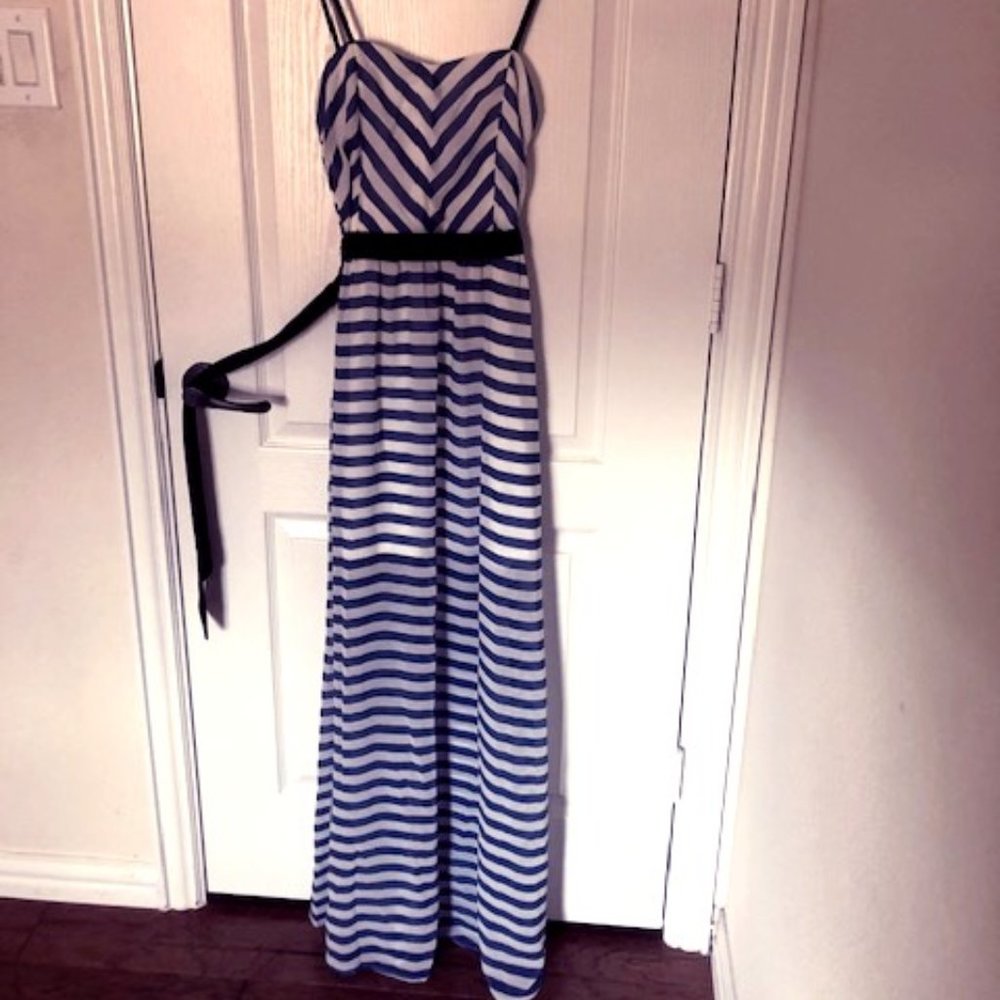 NWT Ya Los Angeles Blue & White Stripe Dress | L